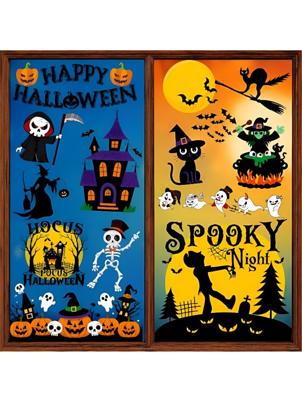 Halloween Party Decorations - Reusable Window Clings for Halloween Decorations